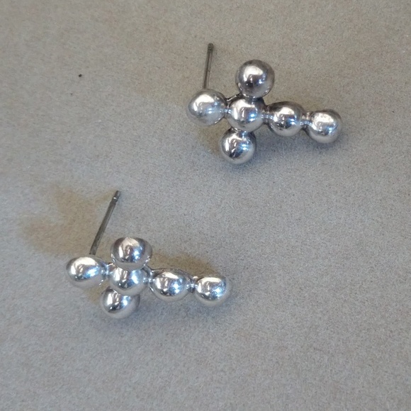 Sterling Silver Cross Post Earrings - Picture 3 of 5